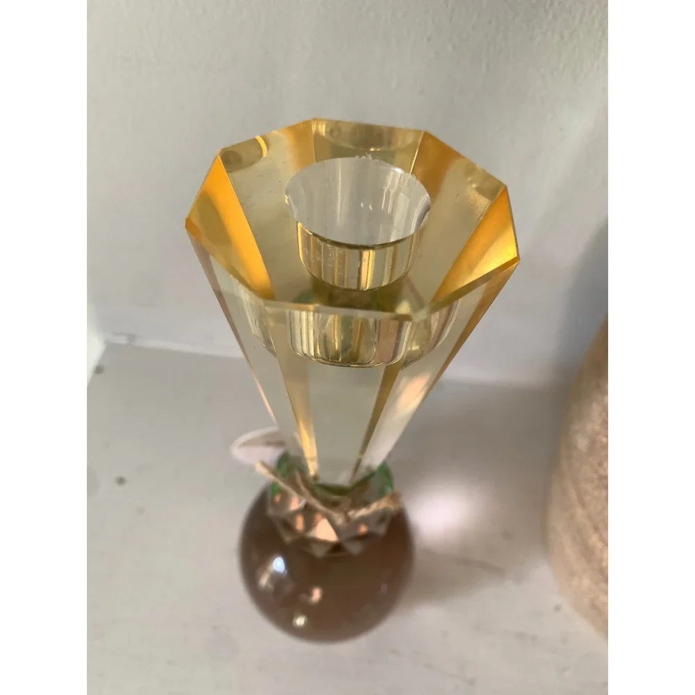 Kikkerland Cut Glass‎ Candlestick Holder Multi-Color Geometric Modern Decor